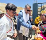 लोमान्थाङको दिव्य दीप विद्यालयको भवन निर्माणको शिलान्यास